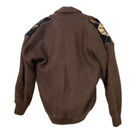 Vintage Cervelle 80s Wool Mohair Cardigan sweater M brown Artsy button up lined - Picture 5 of 12
